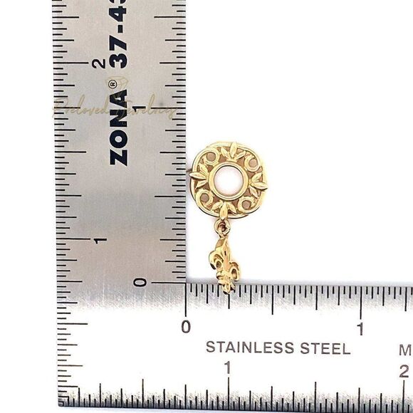 14k Storywheel Diamond Fleur Dangle Charm - Picture 6 of 7